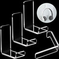 Weewooday 4 Pieces Headphone Hanger Headset Stand Holder, Clear | Adhesive Wall Mount Holder for Gaming Desk, Non-Slip Pad Design, Space Saving Earphone Hanger, Earmuff Compatible Hook by Weewooday