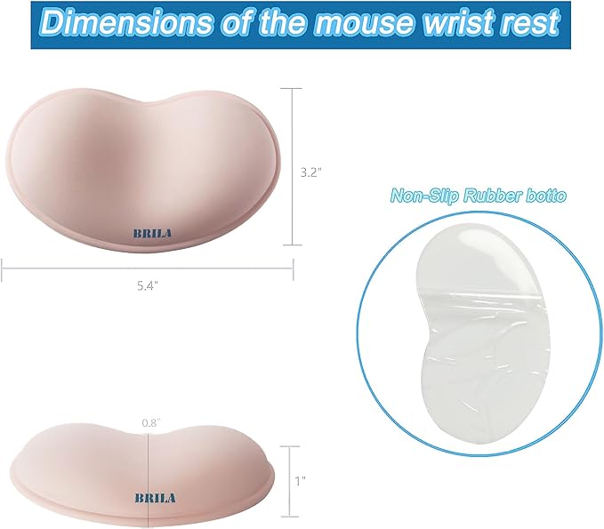 BRILA Ergonomic Silicone Mouse Wrist Rest, Cooling Silica Gel PU Leather Mouse Wrist Support Pad for Office Work and Laptop Computer Gaming (Pink) - Image 3