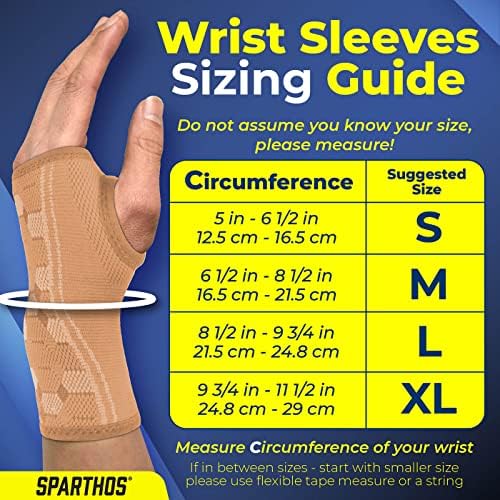 Sparthos Wrist Compression Sleeves (Pair), Carpal Tunnel Brace - Beige-S | Soft Wrist Support for Men & Women, Medical Grade Elastic, Hand & Forearm, Fits Left or Right, Arthritis Pain, Volleyball - Image 2