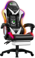 Czlolo Gaming Chair, Racing Style RGB LED Lights Gaming Chairs for Adults and Kids, Lumbar Massager Gamer Chair, High Back Reclining Computer Chair with Footrest and Headrest (Black/White) by GamersChoice