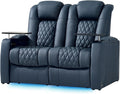 comfiroom Top-Grain Leather Home Theater Seating, Dual-Motor Power Recliner by comfiroom