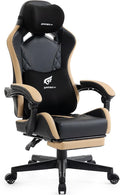 Ergonomic Gaming Chair for Adults with Footrest - PU Leather Computer Gamer Chair with Memory Foam Headrest & Lumbar Pillow, Reclining Silla Gamer Video Game Chair for Home Office, Black & Yellow by Gamsky