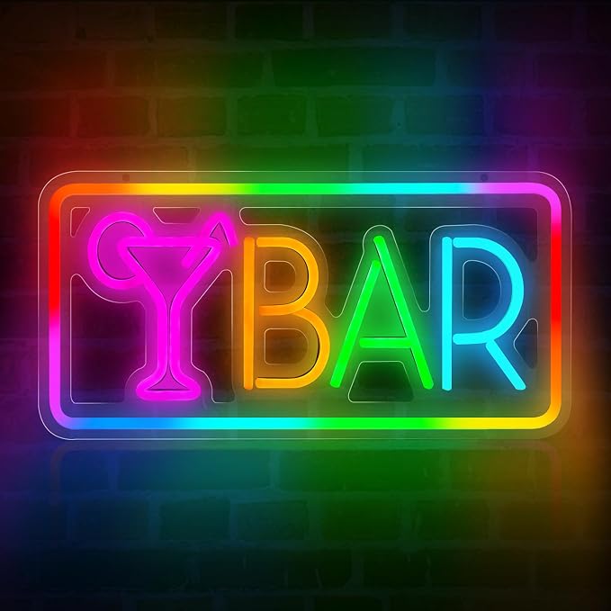 Bar Neon Sign, LED Sign for Wall Decor, LED Neon Light Signs for Home, USB Powered Bar lights for Cocktails Man Cave Party Club, Christmas Gifts by Qusea