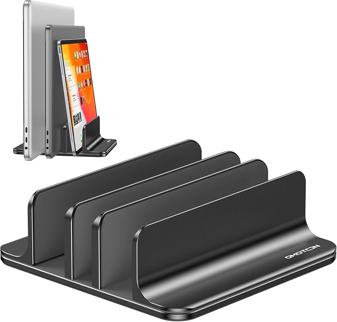 OMOTON 3-Slot Multiple Vertical Laptop Stand, Fits All MacBook, Black by OMOTON