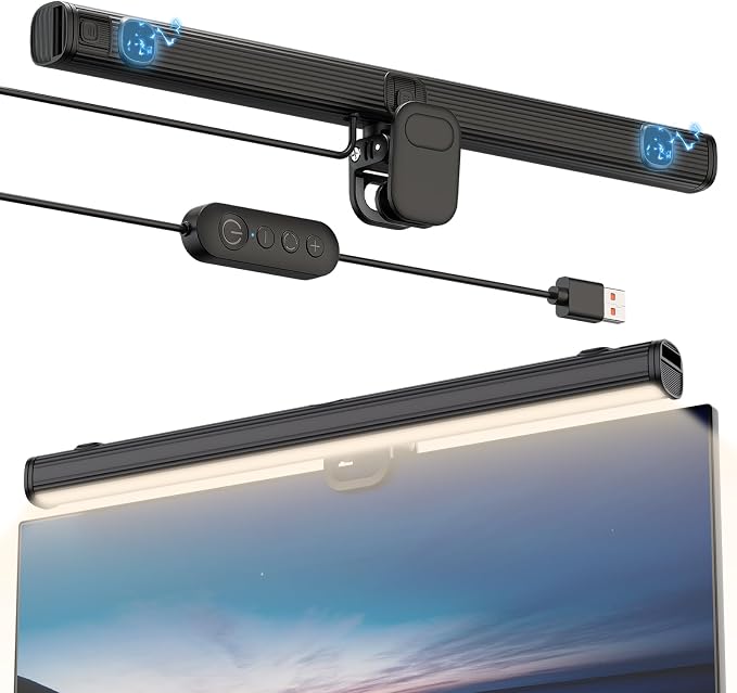 Smiling Shark Monitor Light Bar with Magnetic 3 Color Temperature Dimmable by SmilingShark