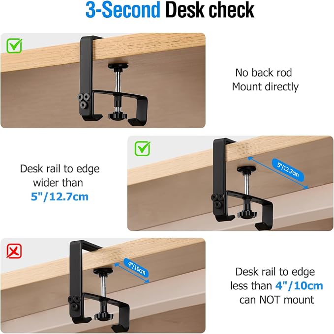 Under Desk Cable Management Tray, 36-Inch Heavy Duty No-Drill Clamp & Screw Mount Cord Organizer, Holds Power Strip & Large Adapters for Home Office, Gaming Desk, Study Room - Image 4