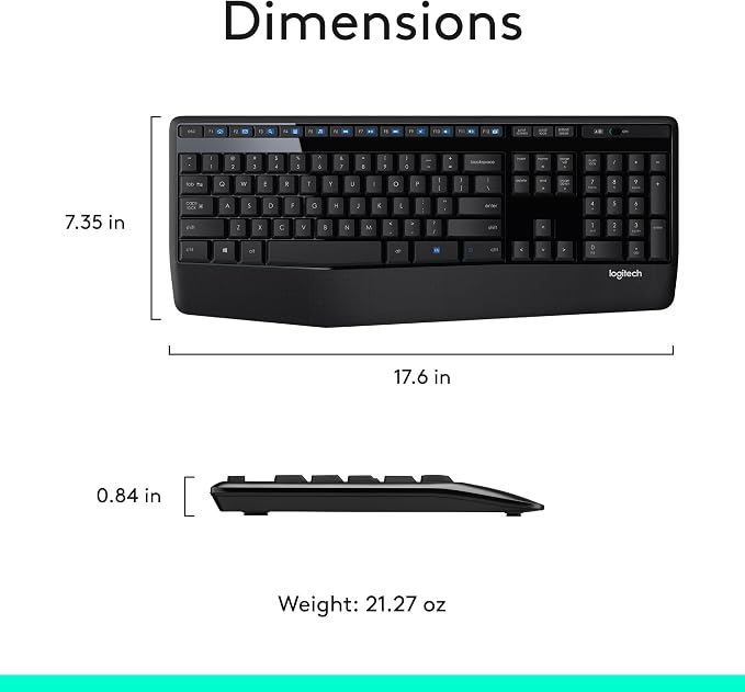 Logitech MK345 Full Size Wireless Keyboard and Mouse Combo - Black - Image 9
