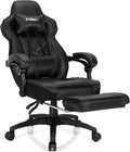 GYMAX Gaming Chair, Ergonomic Computer Chair with Footrest, Linkage Armrests & Lumbar Cushion, Big Wide High Back Video Gaming Chair, Reclining Office Rolling Chair for Adult/Teens (Black) by GYMAX