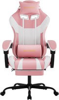Ergonomic Gaming Chair,A Versatile 3-in-1 Video Game Chair for Work, Study, and Gaming,Features an Adjustable Backrest, Footrest, and Linked Armrests Office Chair for Adults,Pinkwhite by seyaber