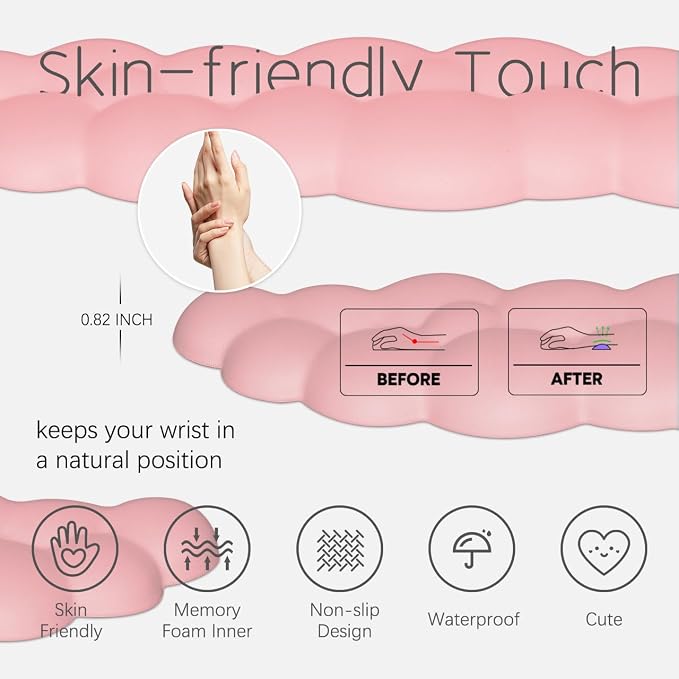 4 in 1 Ergonomic Leather Cloud Wrist Rest Keyboard and Mouse Pad & Coaster | Full 4-Piece Set, Non-Slip PU Base, Soft Memory Foam Comfort For Long Work/Gaming Hours, Cute Desk Decor, Easy To Clean - Image 7
