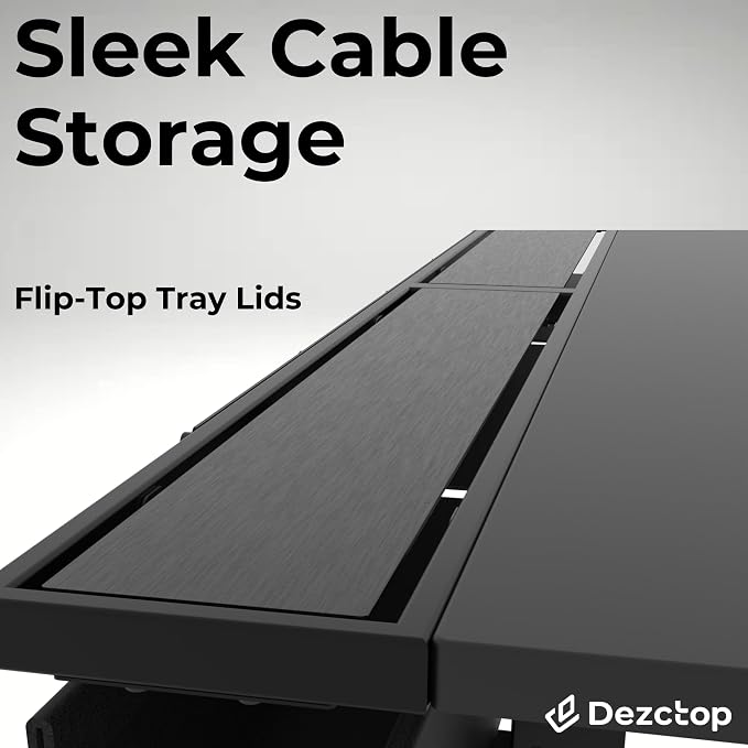 Dezctop Bifrost 120 47W x 28D Gaming PC Computer Desk with Shelves, Large Workstation for Gamers or Home Office with Pegboard, Built-in Cable Management, Stainless Steel Frame (Black) - Image 3