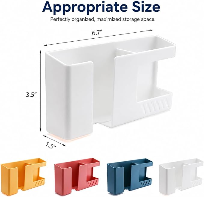 Strong Adhesive Wall Mount Phone Holder D3 Punch-Free Bedside Phone Shelf with Charging Port, Sticky Remote Control Storage Box, Bathroom & Kitchen Wall Organizer (White) - Image 9