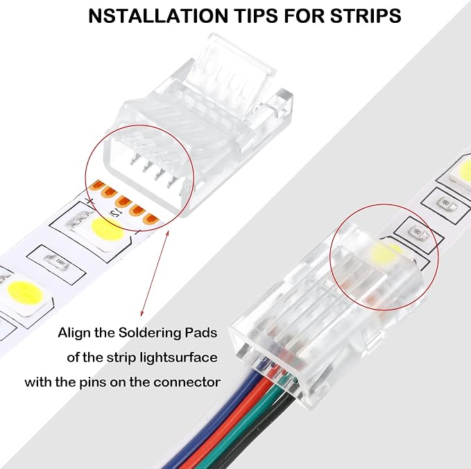 Flutesan 20 Pcs 5 Pin 10 mm LED Strip Connector RGB Lights - Image 4
