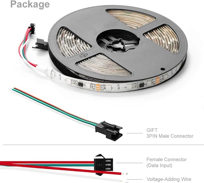 BTF-LIGHTING WS2811 Addressable RGB LED Strip DC24V 32FT 600LED 100Pixel - Image 7