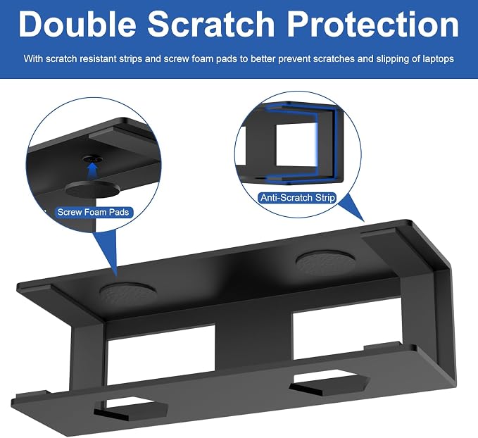 Under Desk Laptop Mount for Lenovo,HP,Asus,Acer Laptop Under Desk Holder with Anti-Scratch Pads Compatible with Laptop,Mac mini,MacBook,Keyboard Under Desk Laptop Shelf with Headphone Hanger - Image 4