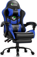 Czlolo Gaming Chair with Footrest Racing Style Lumbar Support Massager Video Game Chair with Metal Legs, High Back Gamer Chair with Headrest, 360° Swivel Office Computer Desk Chair, Navy Blue by GamersChoice