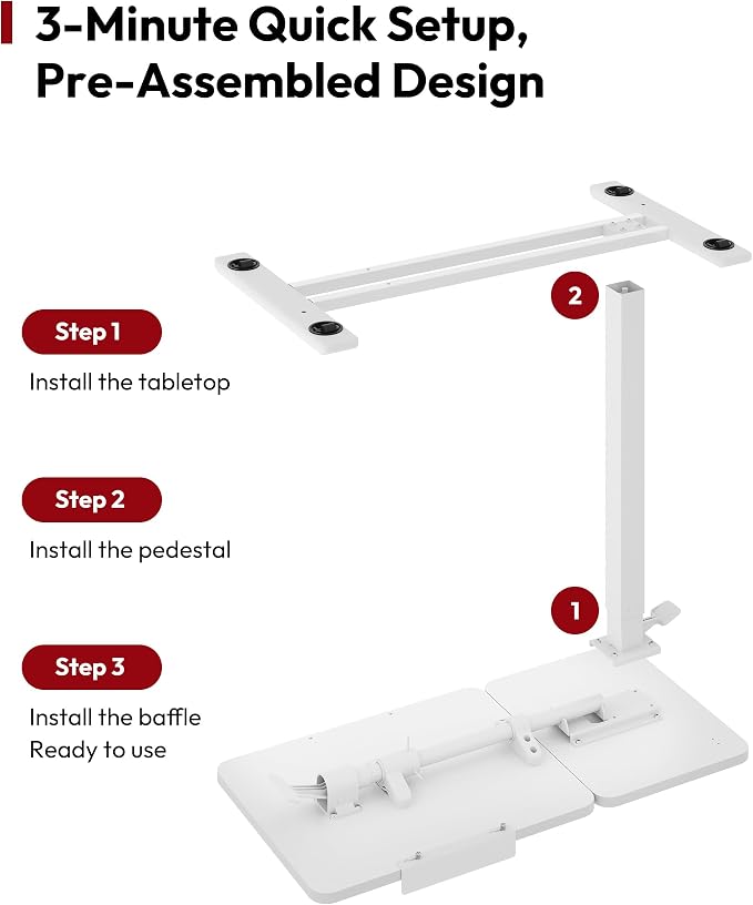 SANODESK 32''Overbed Table Gas Spring Lifting with Wheels&Tilting Desktop - Image 7