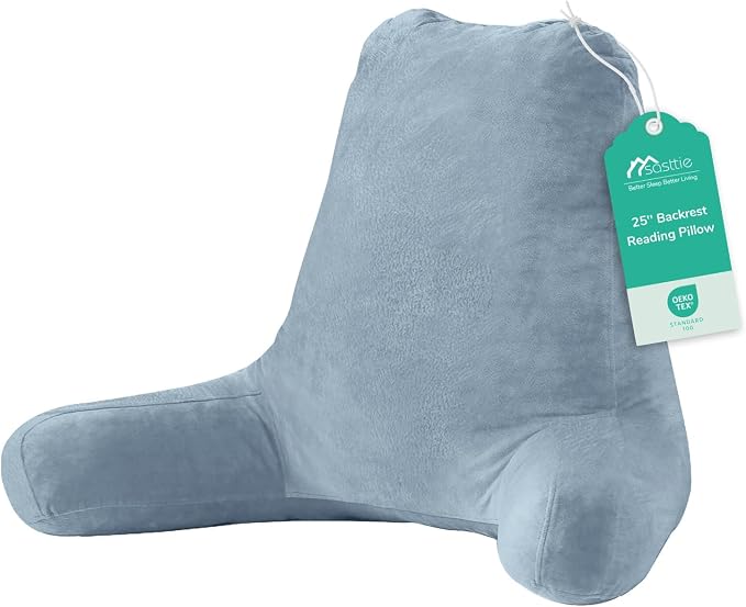 Sasttie Reading Pillow for Bed, Back Pillow for Sitting Up, Greyish Blue by SASTTIE