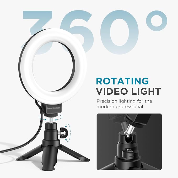 InnoGear 60 LED Ring Light with Stand for Computer Selfie Video Conference - Image 5