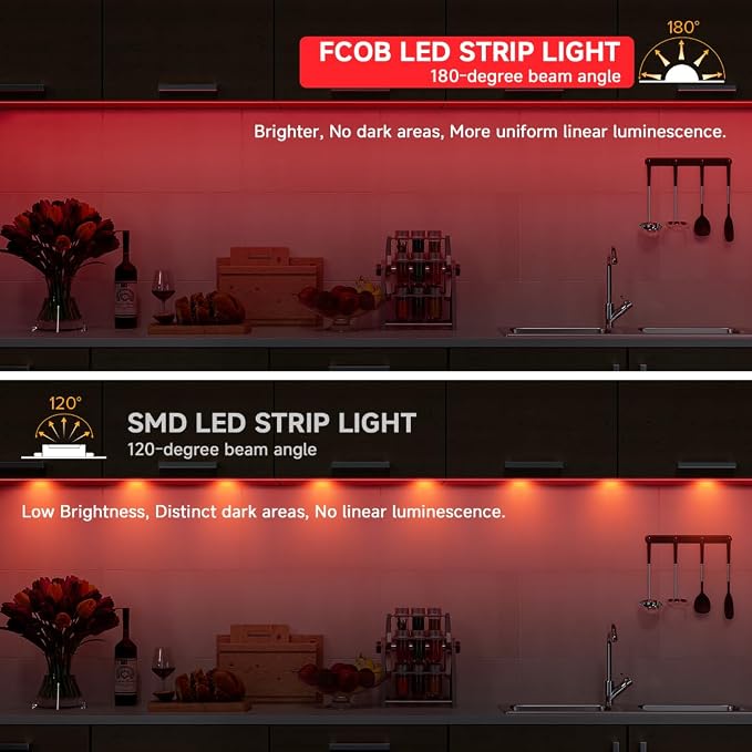 BTF-LIGHTING 5V USB COB LED Strip Lights 9.8FT Red Color for TV - Image 2