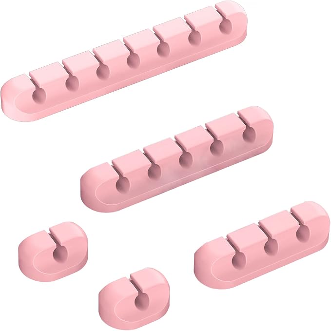 TviewSmart Cord Organizer for Desk, 5 Pack Cord Holders, Cable Clips, Pink by TviewSmart