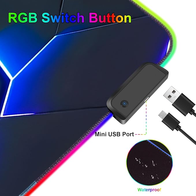 RGB Mouse Pad, Gaming Mousepad with 13 LED Light Modes | 31.5X11.8inch Large Mouse Mat, Gaming Mats for Desk with Non-Slip Rubber Base, Model-C - Image 6