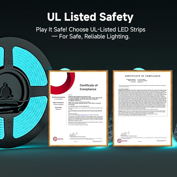 BTF-LIGHTING UL Listed Ice Blue Color 3mm Width FCOB COB LED Strip Light - Image 2