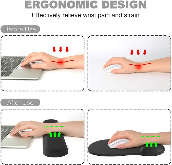 Ergonomic Mouse Pad with Wrist Rest and Keyboard Wrist Rest, Gel Mousepad - Image 2