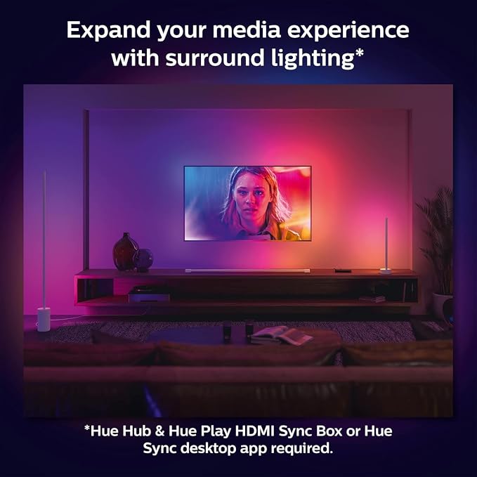 Philips Hue Large Smart Light Tube, White - White and Color Ambiance LED Color-Changing Light - 1 Pack - Sync with TV, Music, and Gaming - Requires Bridge and Sync Box - Control with App or Voice - Image 9