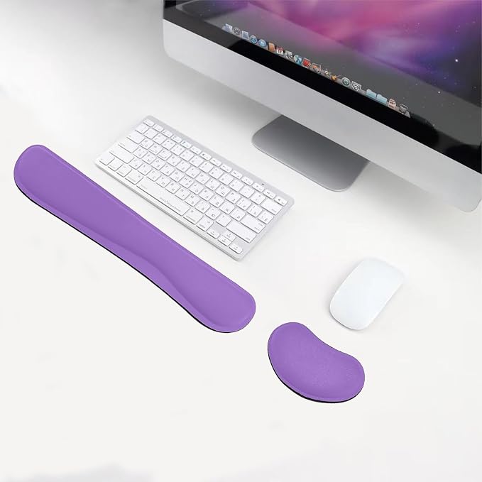 Keyboard Wrist Rest and Mouse Wrist Rest Set - Ergonomic Memory Foam Wrist Cushion - for Wrist Support on Computer, Laptop, Office, Playing Games, Typing Relieves Wrist Pain Purple - Image 7