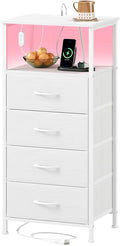 Somdot Tall Nightstand with 4 Drawers, Charging Station & LED Light by Somdot