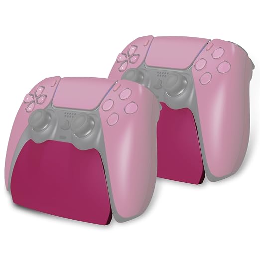 PlayVital 2 Pack Controller Display Stand for ps5, Gamepad Stand Desk Holder for ps5 Controller Accessories with Rubber Pads, Cosmic Red by PlayVital