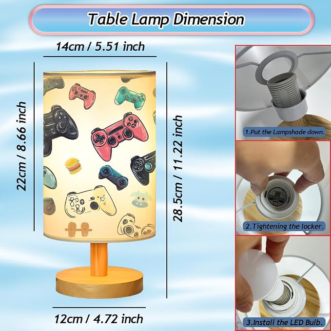 Video Game Table Lamp for Boys Room, Gifts for Boys - 3 Colors Dimmable Bedside Lamps for Bedroom Nightstand Night Light Gaming Room Decor for Gamer Boys Girls, Desk Reading Lamp for Office (White) - Image 4