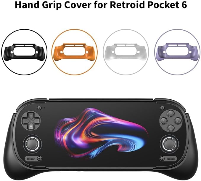 Hand Grip Cover Case for Retroid Pocket 6, Ergonomic Handle Grip Case Protective Cover TPU Shell Protector Stand Holder for RP6 Gaming Console Accessories (Purple) - Image 2