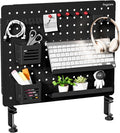 PEGZONE Clamp on Desk Pegboard, 20.4" x 16.5", with 15 Accessories, Black | Magnetic Metal Peg Board, Desk Organizer for Office Gaming Home, Privacy Panel, Large by Pegzone