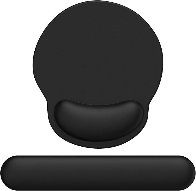 eulps Mouse Pad Wrist Support, Ergonomic Memory Foam Keyboard Wrist Pad & Gel Wrist Rest Set for Computer Keyboard for Easy Typing & Pain Relief for Office & Home(Black Set) by Qualitylifefromeulps