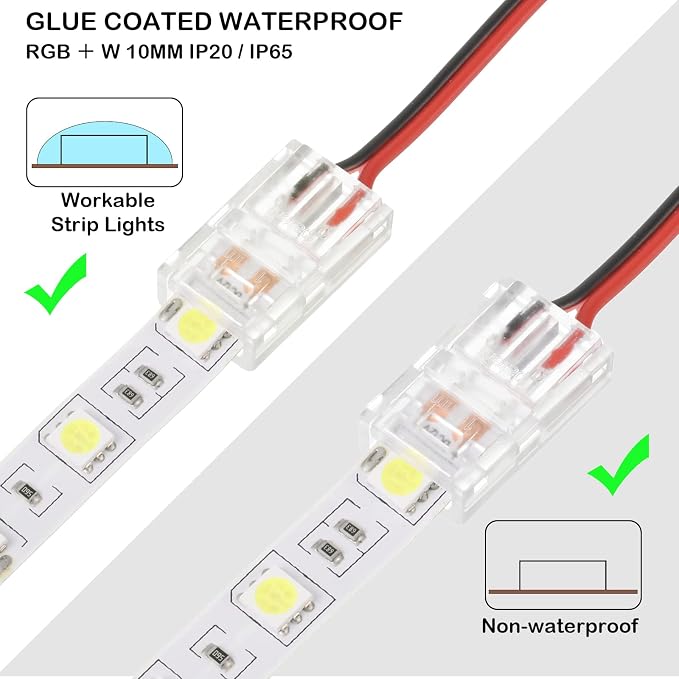 Flutesan 20 Pcs 2 Pin 8 mm LED Strip Connector RGB Lights - Image 4