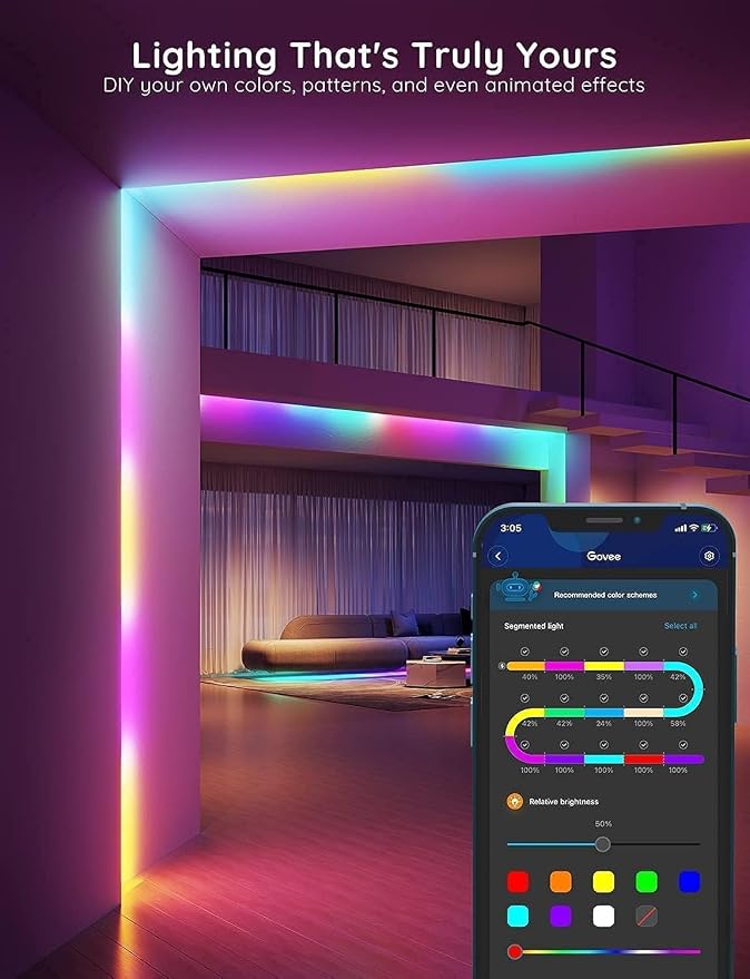 Govee 100ft RGBIC LED Strip Lights, LED Lights for Bedroom, APP Control - Image 8