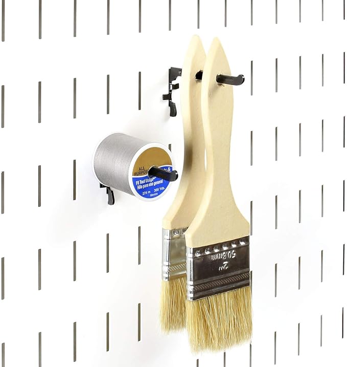 Wall Control Paint Brush Hook and Thread Spool Holder Storage Organizer Pegs Metal Pegboard - (4) Pack of Narrow 3.5-Inch Reach Slotted Peg Hooks for Paint Brushes and Spools (Red) - Image 4