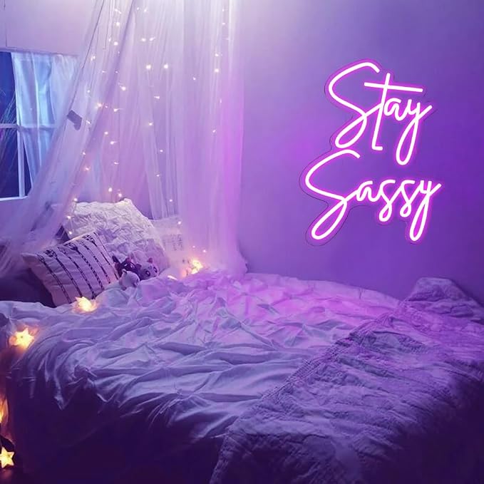 Stay Sassy Neon Sign for Wall Decor, Beautiful Pink Sassy Neon Light Led Sign for Home Wedding Birthday Party Girls Bedroom Decoration, Shopping Mall Dressing Table Wall Decor - Image 6