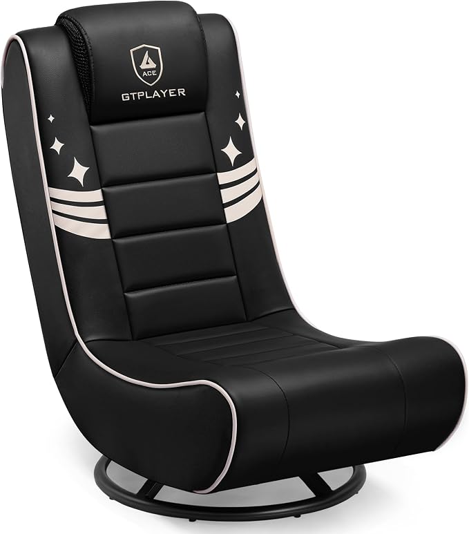 GTPLAYER Floor Gaming Chair Foldable Swivel Floor Chairs for Kids Boys Comfy Video Game Seat with 360° Multipurpose for Gamers, Bedroom or Game Room(Black-Gold) by GTPLAYER