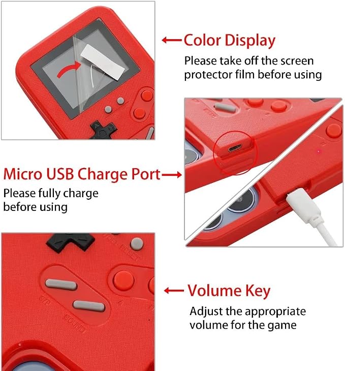 Gameboy Case for iPhone 14 Plus Only,Handheld Retro 168 Classic Games,Color Video Display Game Case for iPhone,Anti-Scratch Shockproof Phone Cover for iPhone Red - Image 7
