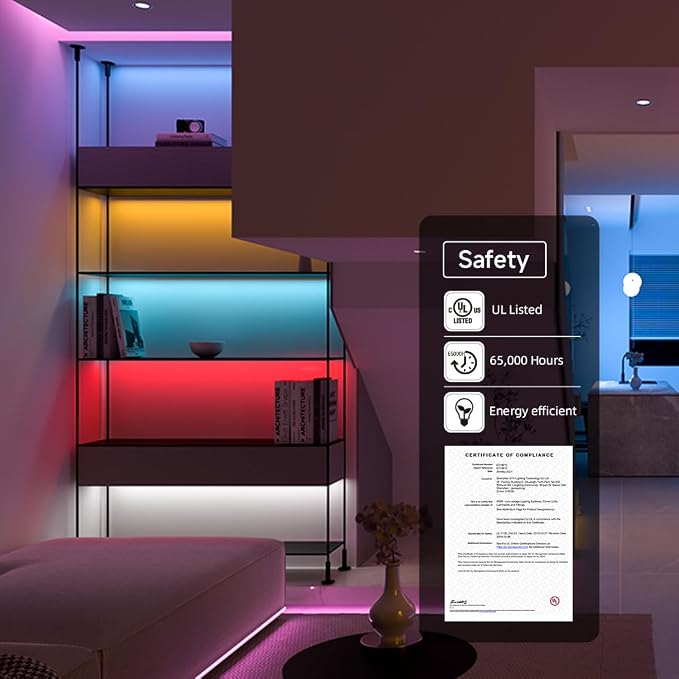 BTF-LIGHTING 9.8FT UL Listed RGB COB LED Strip DC12V Color Changing Light - Image 2