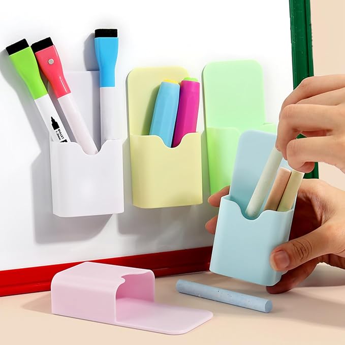 2pcs Magnetic Pen Marker Holders, Magnet Pencil Cup Storage Organizer for Classroom Office Home Locker and Refrigerator Whiteboard Locker (QX107) - Image 7