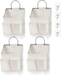 4pcs Wall Hanging Storage Bag,Wall Hanging Organizer bags with Pockets, Wall Organizer Storage for Dormitory Bathroom Bedroom (White-upgraded) by Someteth