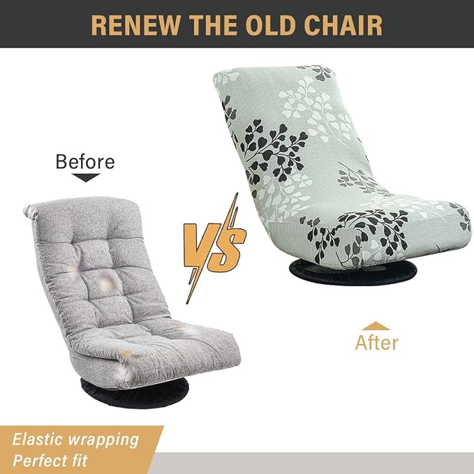 Swivel Reclining Folding Floor Gaming Chair Cover Printed Lazy Boy Chair Slipcover Lounge Folding Sofa Seat Covers for Teens and Adults, 02 - Image 6