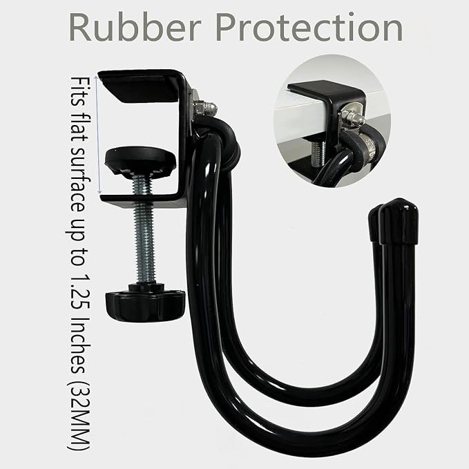 AUXPhome 2/PK Portable Desk Mount Hanger, Strong Table Hanger Hooks for Backpack, Hard hat, Cords,Bags,Mug,Towels, Shoes, Toys, Umbrella, Cap,Headphone,Purse,Handbag,etc for Table Desk, Under Counter - Image 2