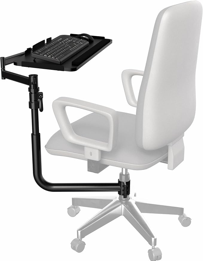 VIVO Office Chair Mounted 26 x 12 Inch Keyboard and Mouse Tray, Ergonomic Tilt, Full Motion 360 Degree Rotation, Black, MOUNT-KB18CP by Unknown