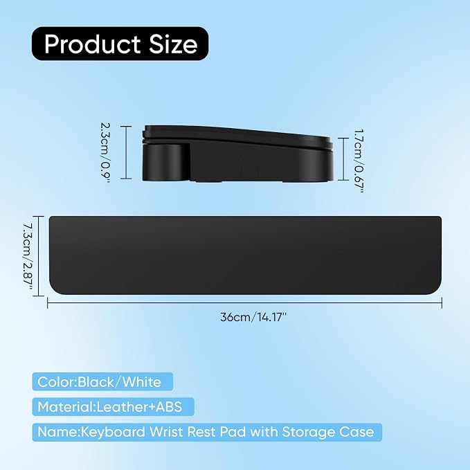 14.17'' Keyboard Wrist Rest with Cleaning Kits and Storage Space | Magnetic Lid,Anti-Slip Bottom,Palm Pad for Pain Relief, Wrist Support for Work,Gaming,Studying,for 85% Mechanical Keyboard - Image 3