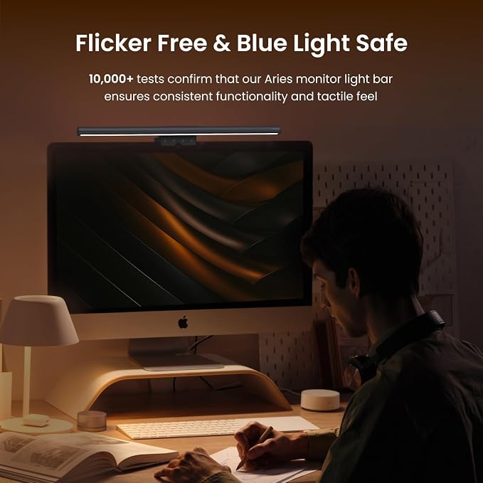 YEELIGHT Monitor Light Bar, Computer Monitor Lamp for Home Office Gaming, 250LM No Glare Eye-Care LED Screen Bar, Touch Control USB Reading Desk Lamp with Stepless Dimming for Flat & Curved Monitor - Image 7